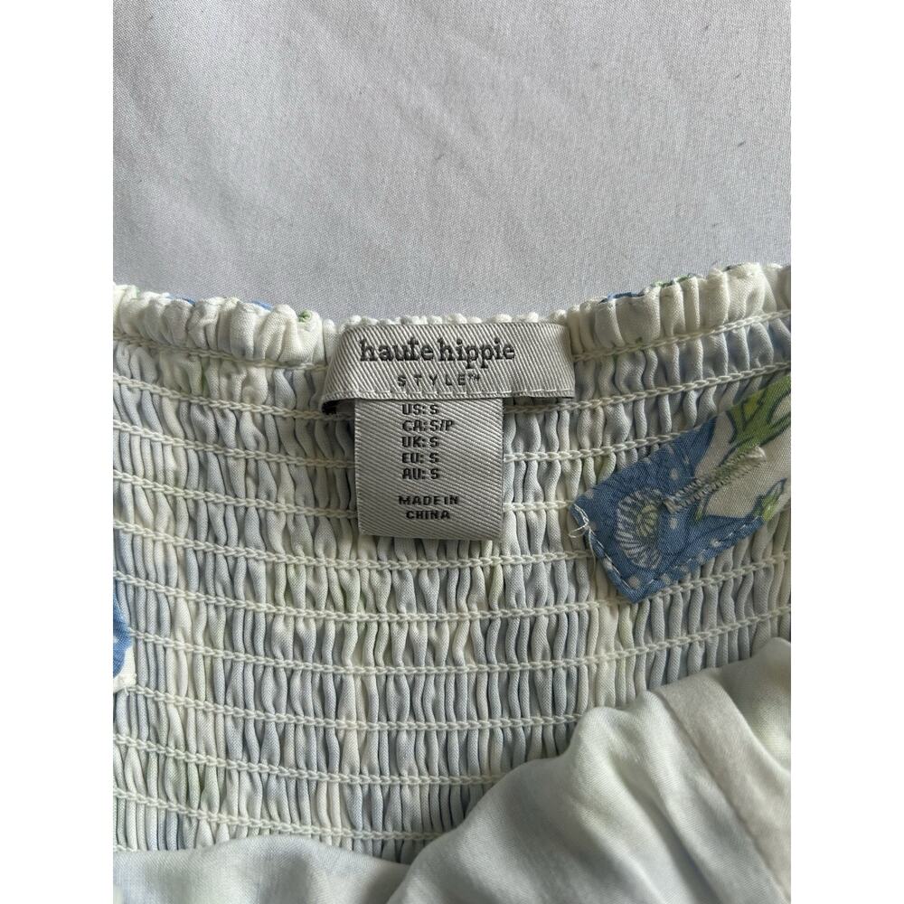 Haute Hippie Floral Tiered Maxi Dress Womens Size Small Blue White Boho Festival - Picture 5 of 10
